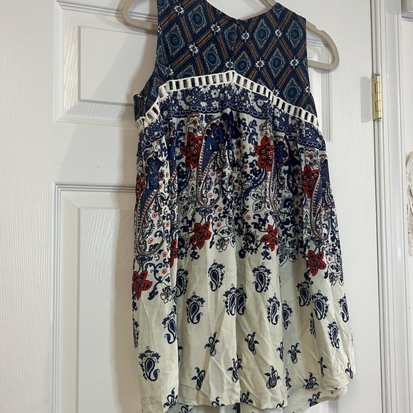 Umgee off white red blue paisley flowy boho tunic sleeveless top oversized S/M - Picture 8 of 8